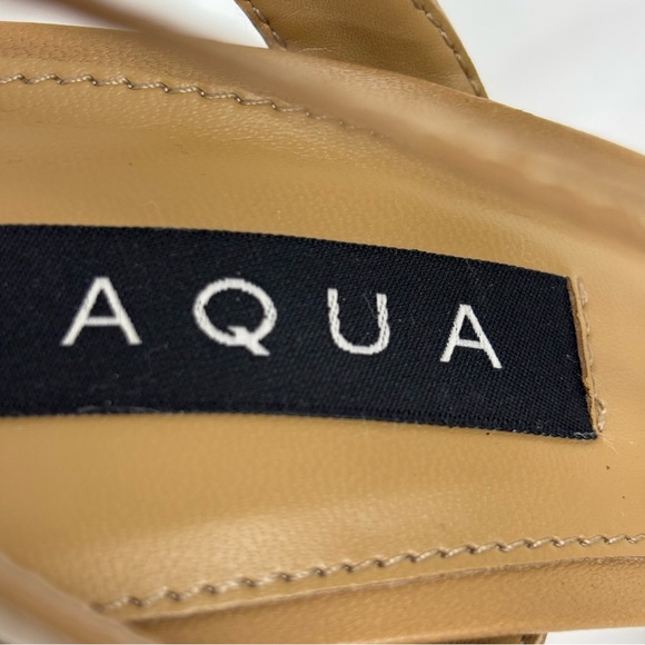 Aqua Stilleto Heels Leather Dressy Slip On Ankle Tie Thong Sandals Beige Size 9 - Picture 12 of 15
